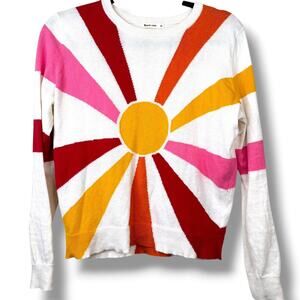Marine Layer Sun Sunburst Icon 100% Cotton Crewneck Long Sleeve Pullover Sweater